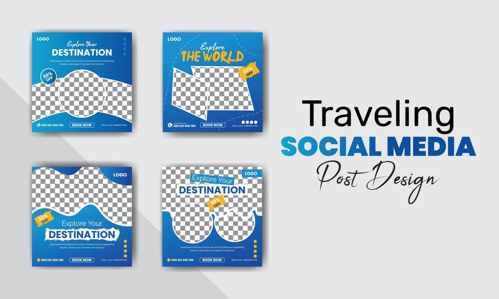 Traveling social media post design vector