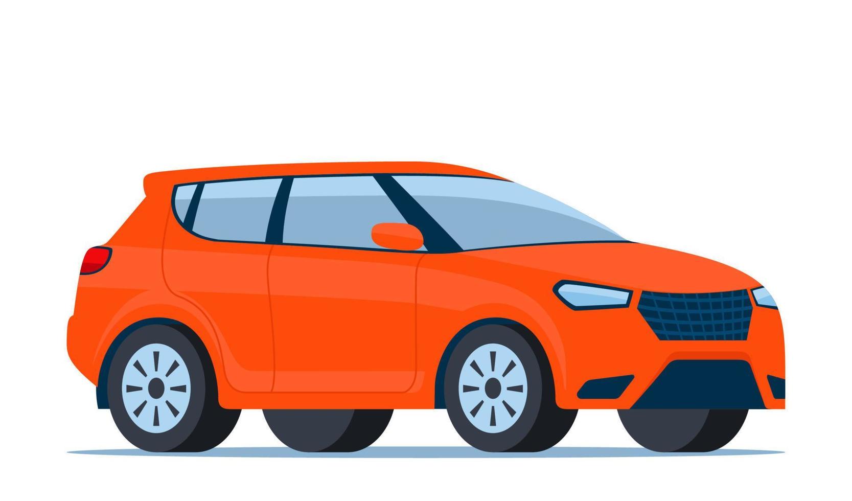 Red modern Suv car, side view. Vector illustration.