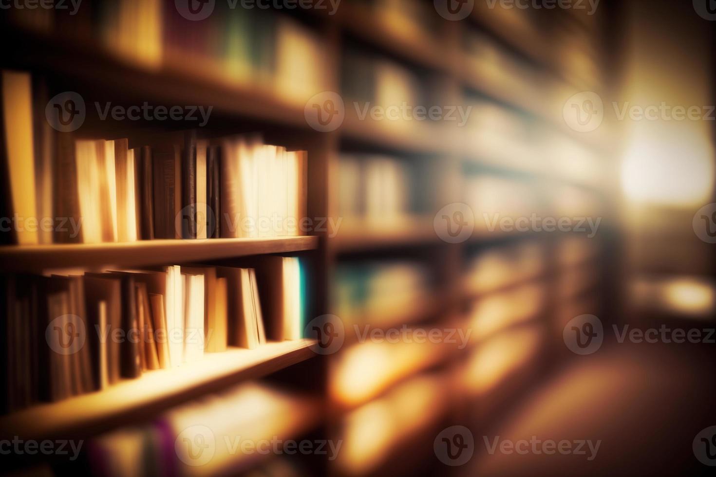 Library full of orderly publications, created with generative AI photo