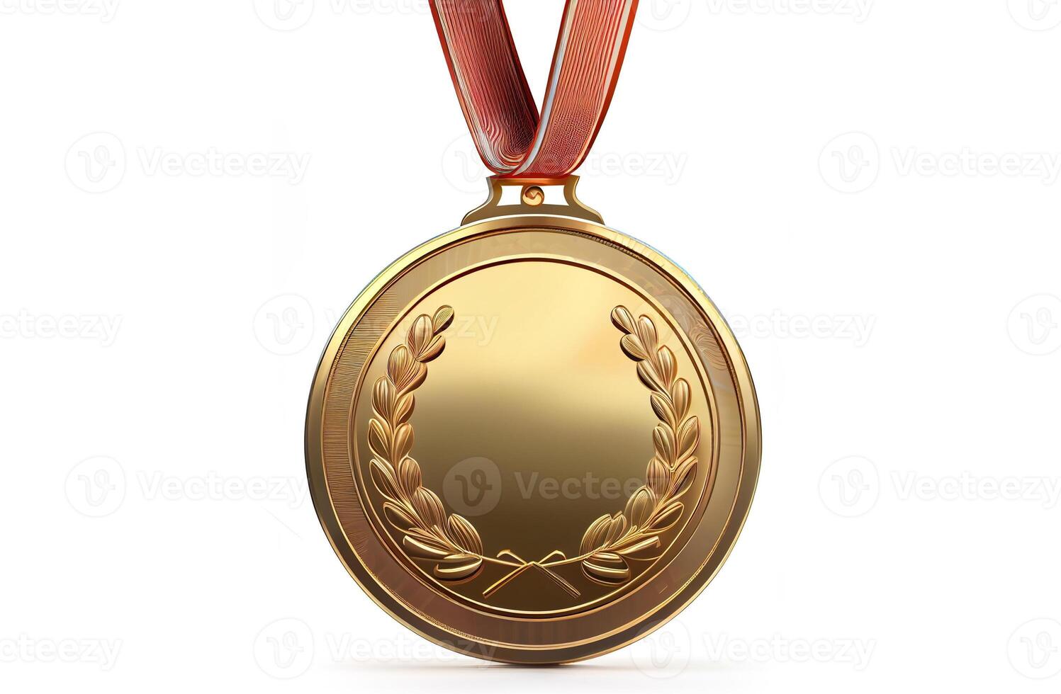 Blank gold medal on white background, created with photo