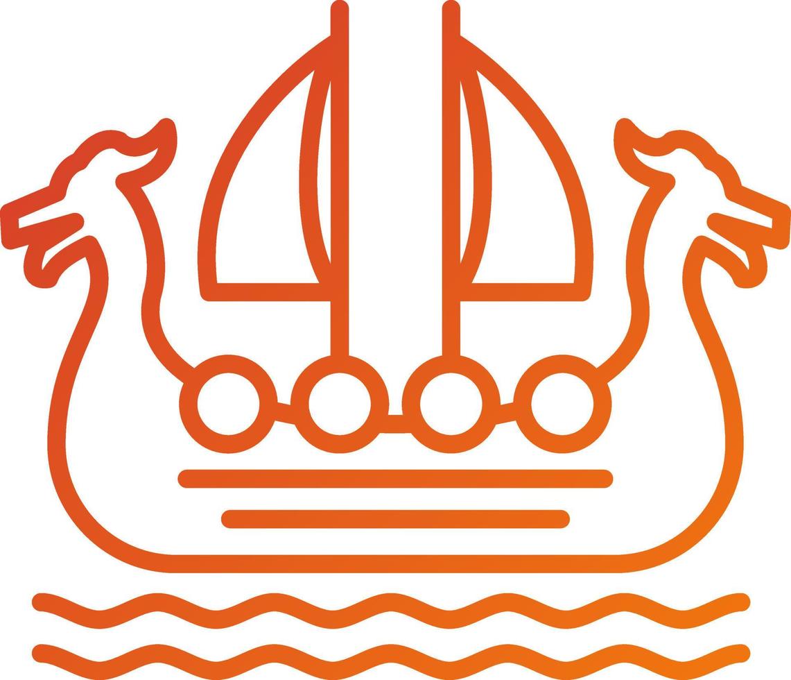 estilo de icono de barco vikingo vector