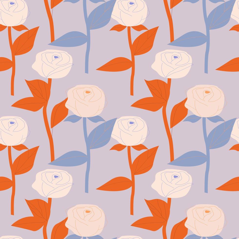 Seamless botanical pattern. Endless ornament with roses. vector