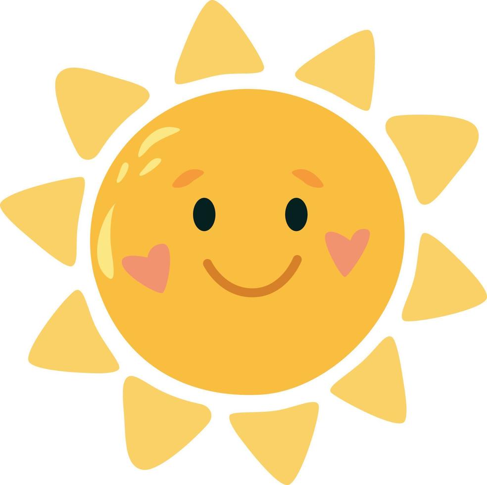 sun cartoon flat style. Children's style. vector
