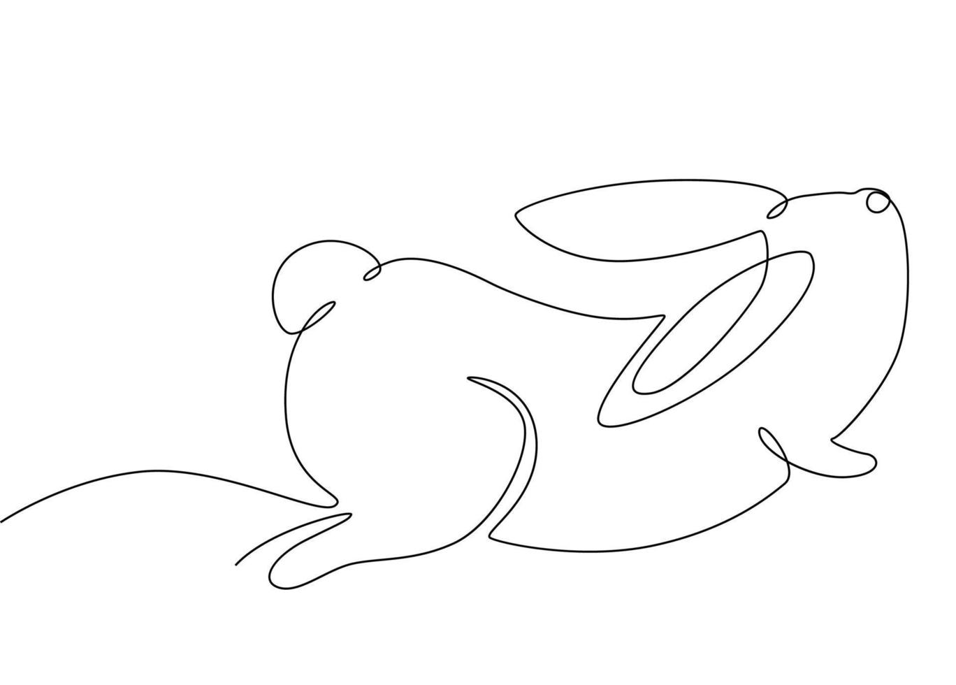 The Easter Bunny is drawn with  single line. vector