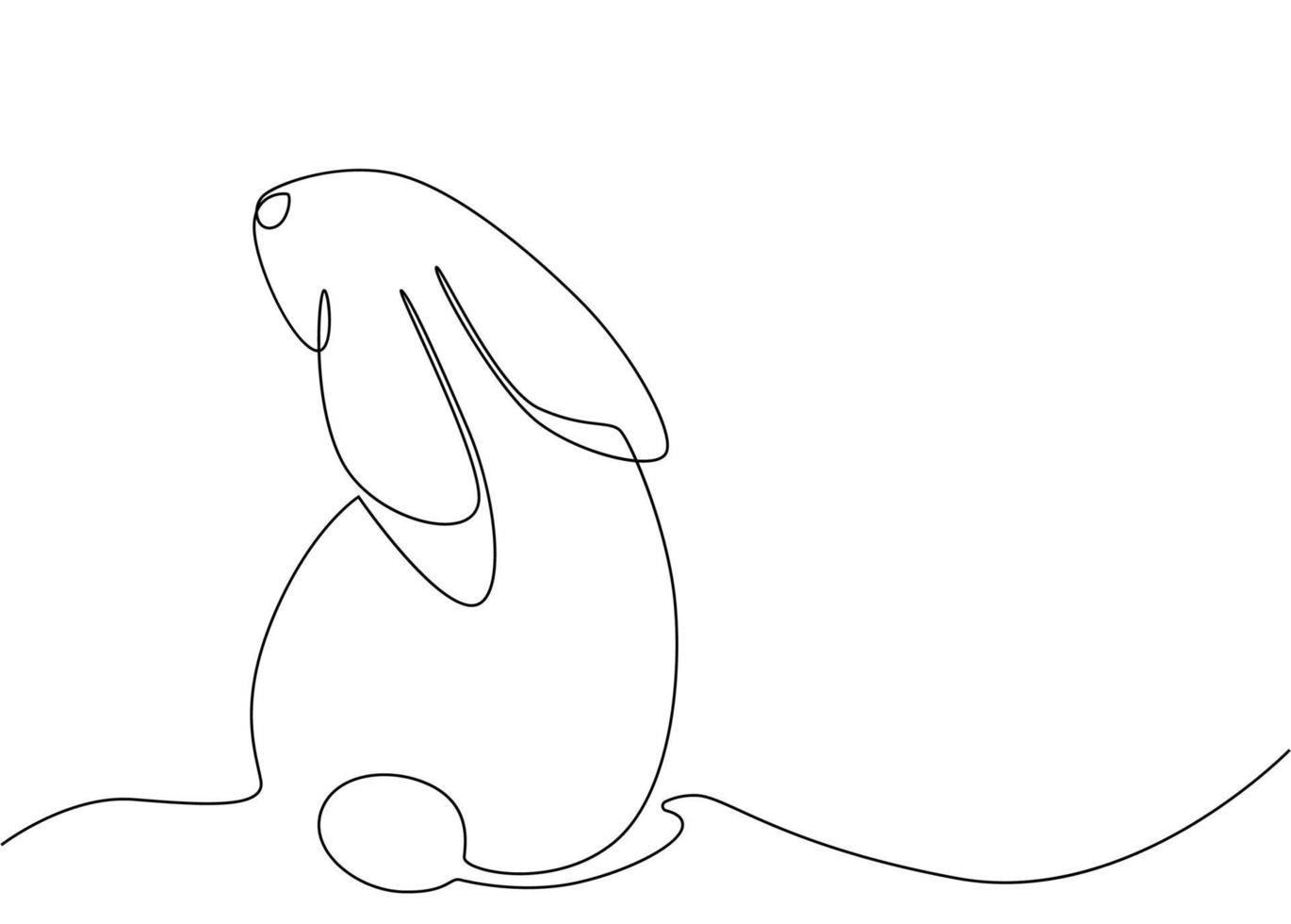 The Easter Bunny is drawn with  single line. vector