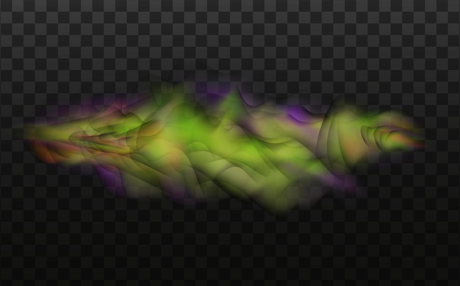 olor a mal olor verde, humo o gases venenosos, vapor tóxico químico. conjunto realista vectorial de aliento hediondo o olor a sudor aislado en un fondo transparente a cuadros. vector