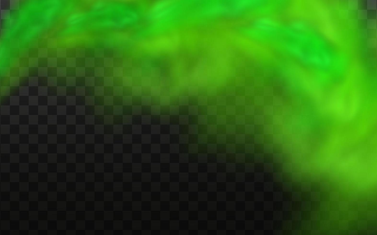 Green stink bad smell, smoke or poison gases,chemical toxic vapour.Vector realistic set of stench breath or sweat odor isolated on transparent checkered background. vector
