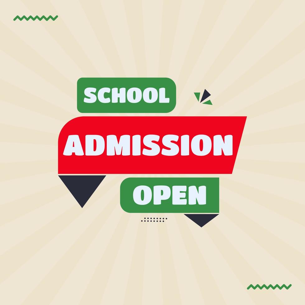 red green school admission open education social media post web banner vector