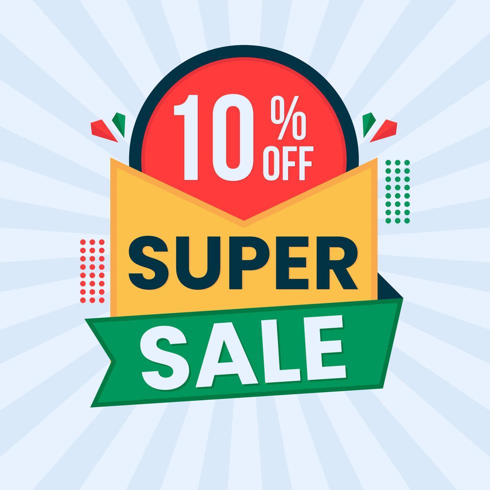 10 percent off super sale banner price tag design vector