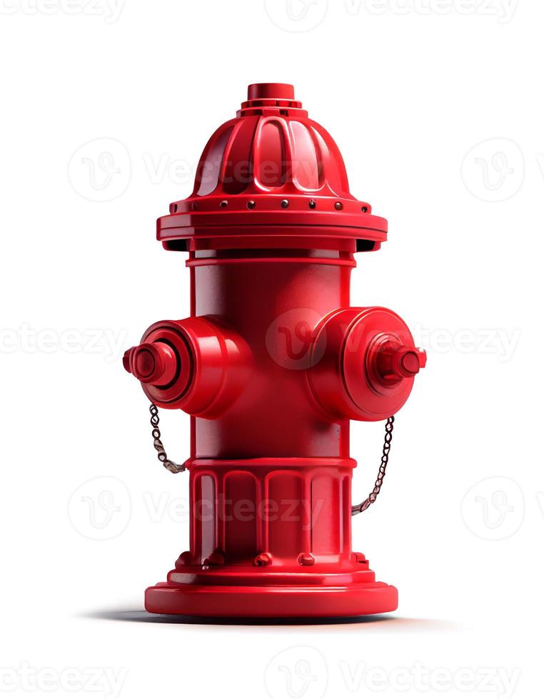 Red hydrant isolated on white background, created with generative AI photo