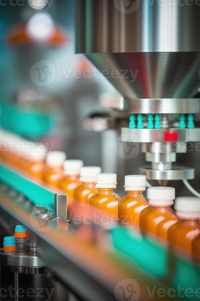 Pharmaceutical production line, created with generative AI photo