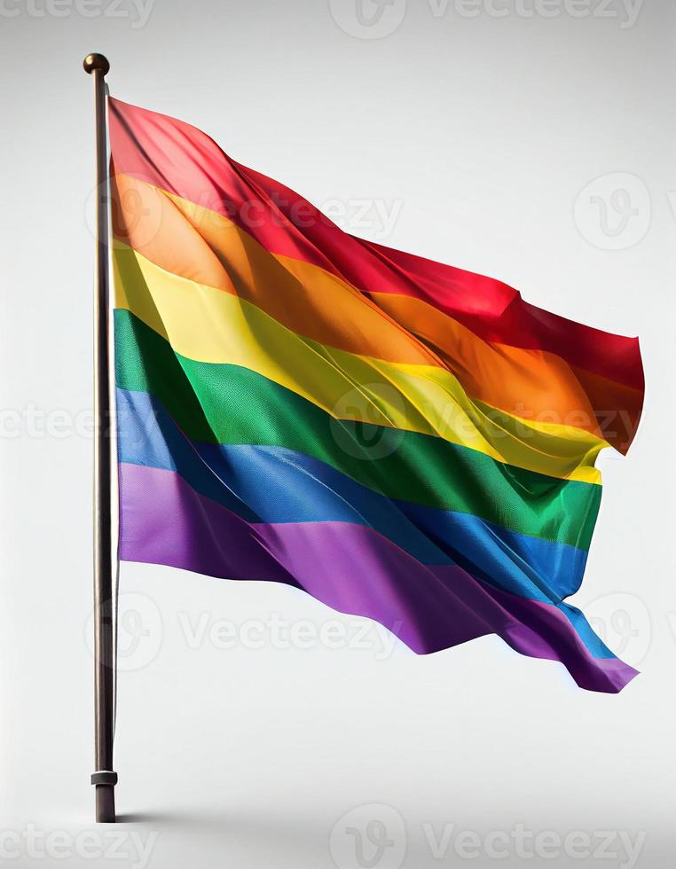 lgbt bandera ondulación en asta de bandera, creado con generativo ai foto