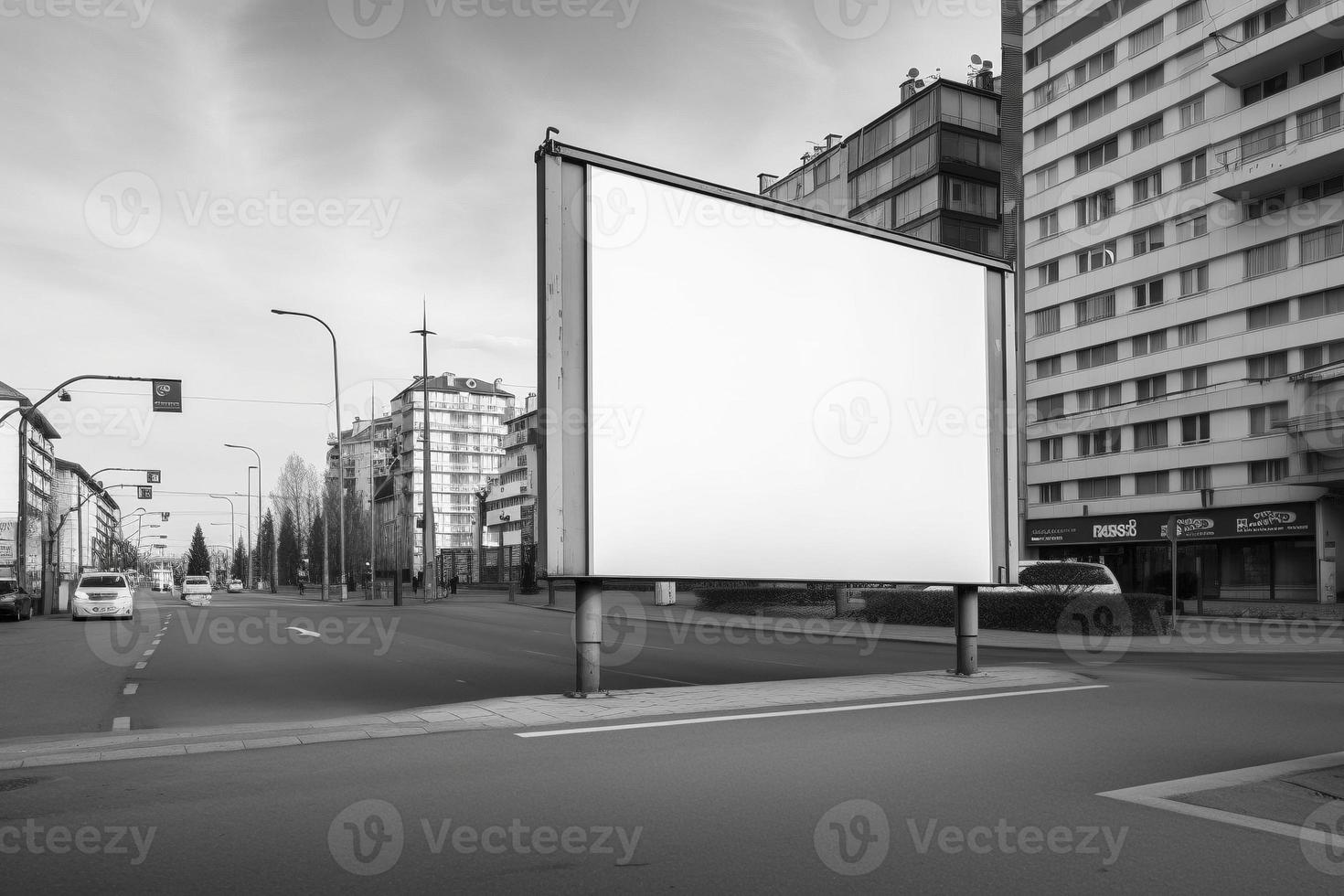 Empty billboard on the street, created with generative AI photo