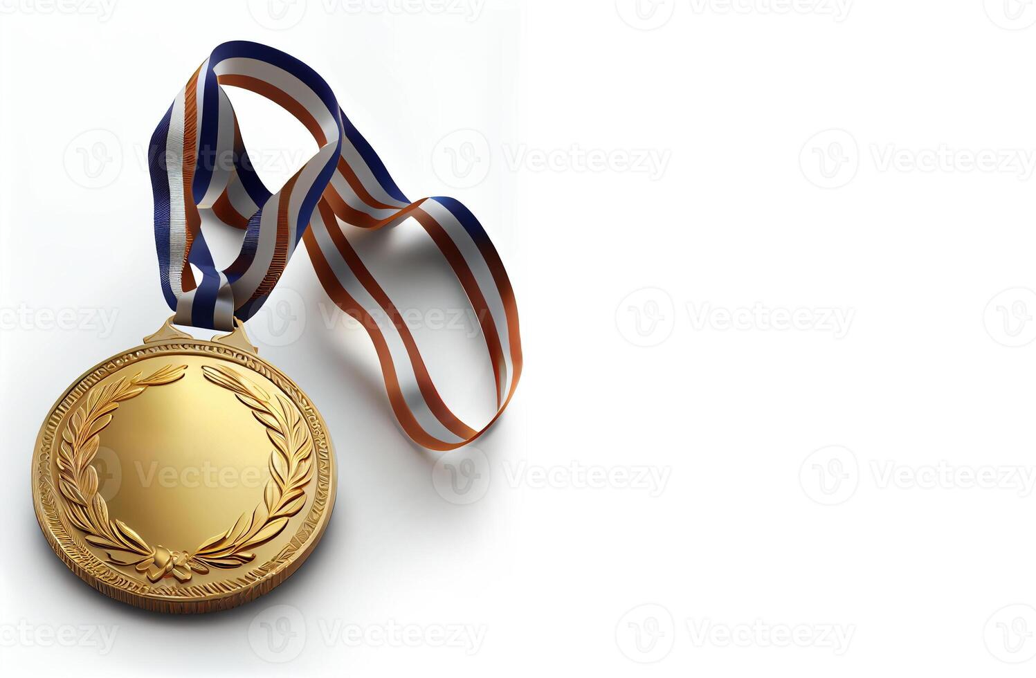 blanco oro medalla en blanco fondo, creado con generativo ai foto