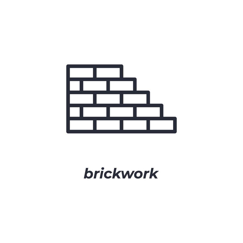 Vector sign brickwork symbol is isolated on a white background. icon color editable.