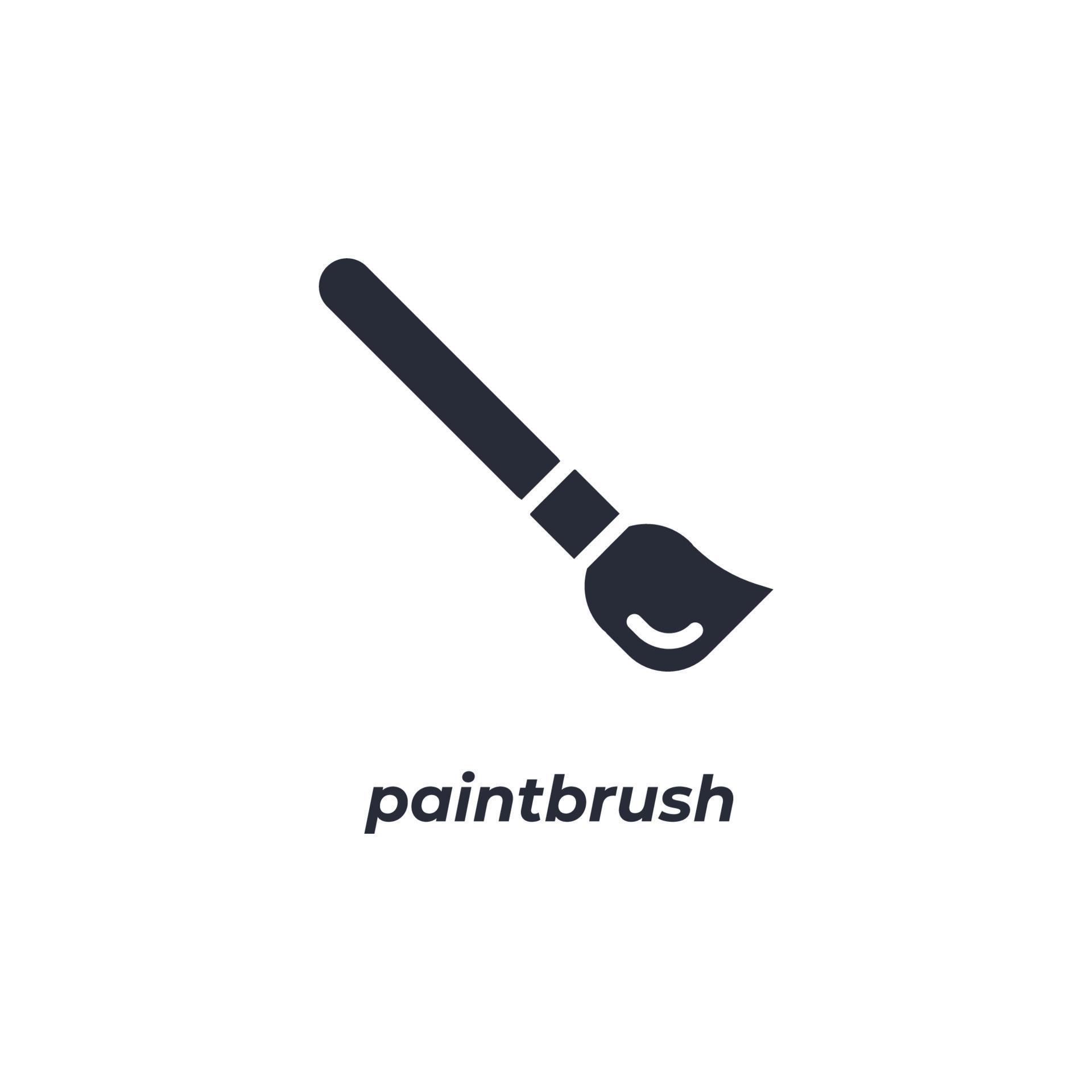Vector sign paintbrush symbol is isolated on a white background. icon