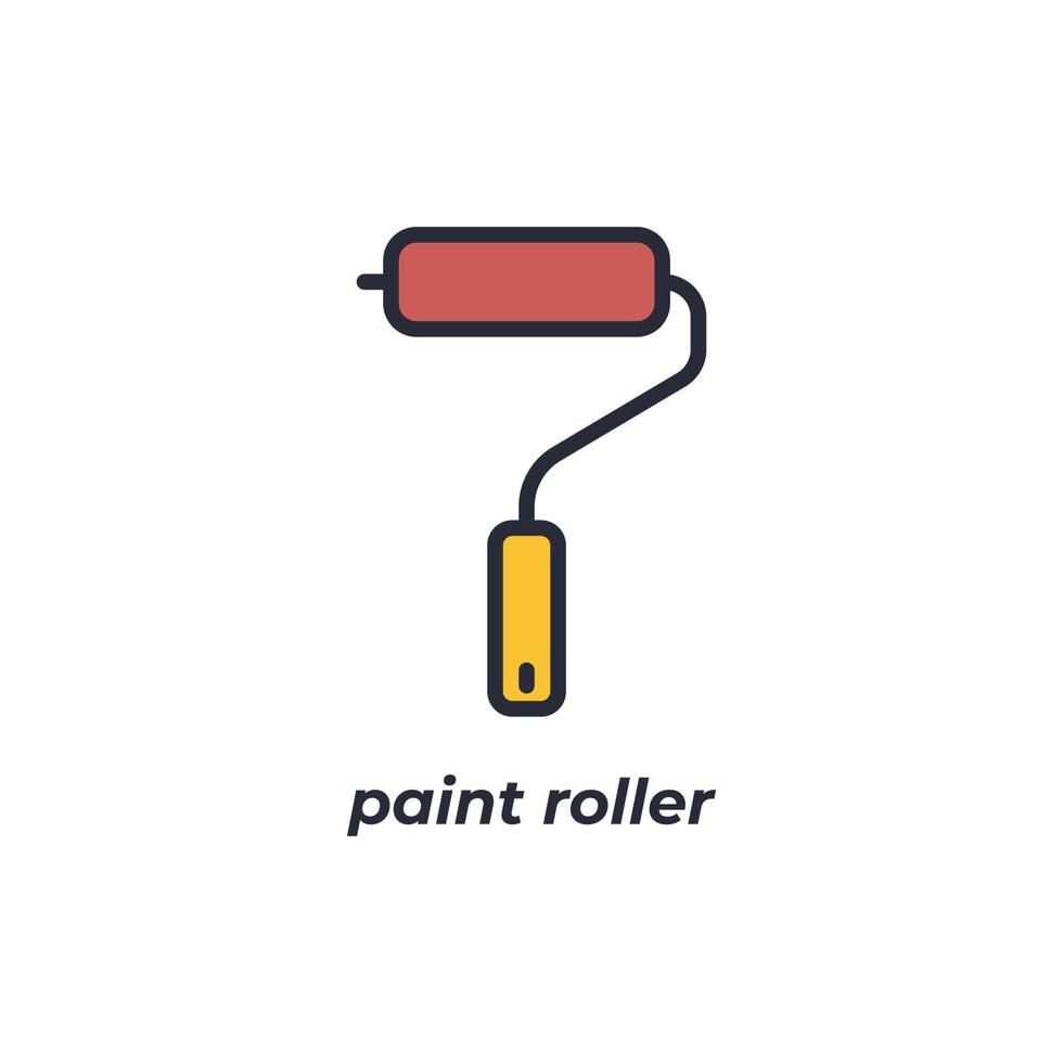 Vector sign paint roller symbol is isolated on a white background. icon color editable.