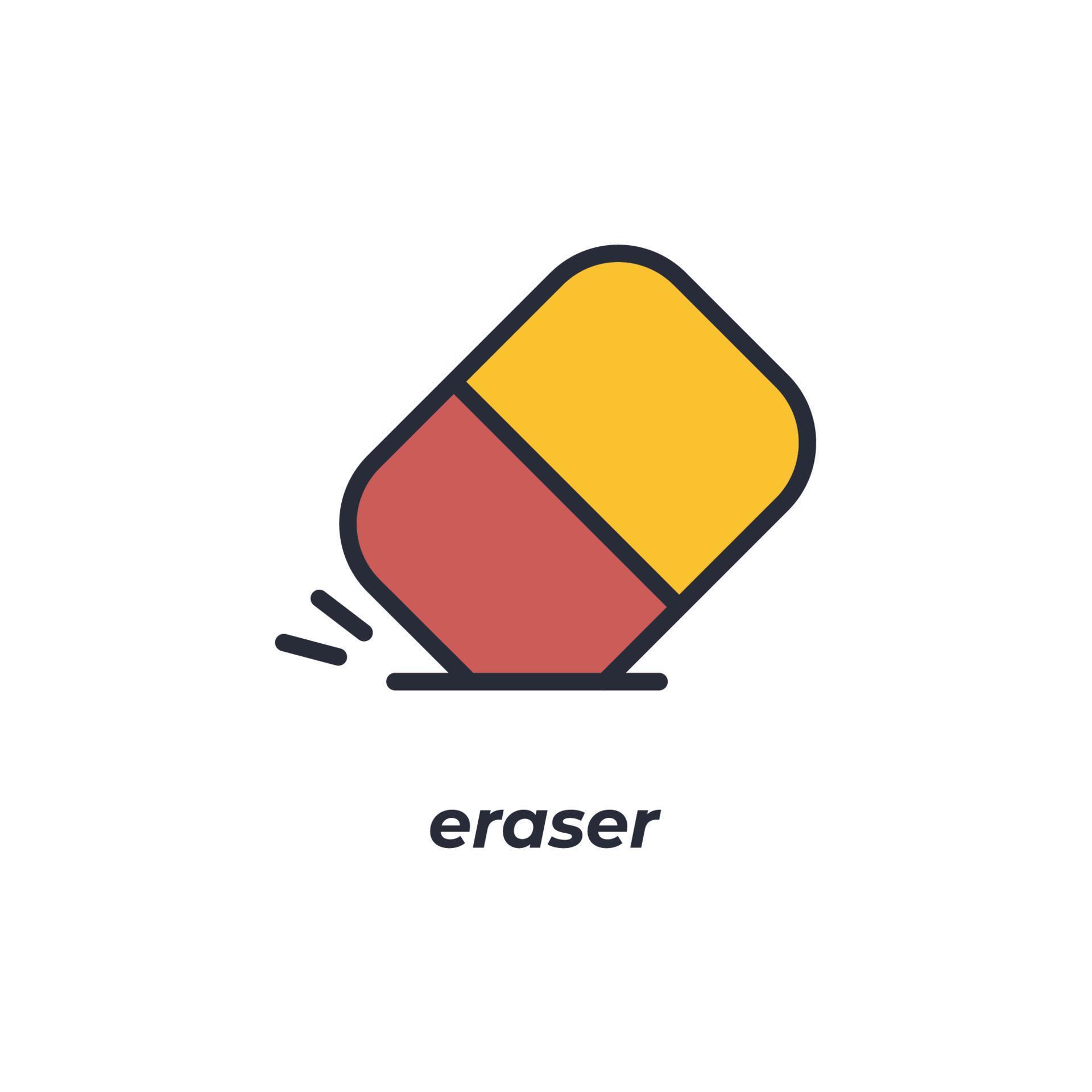 Vector sign eraser symbol is isolated on a white background. icon color