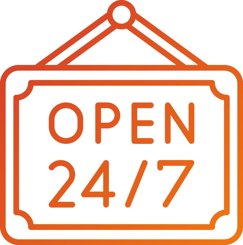 24 Hours Open Icon Style vector