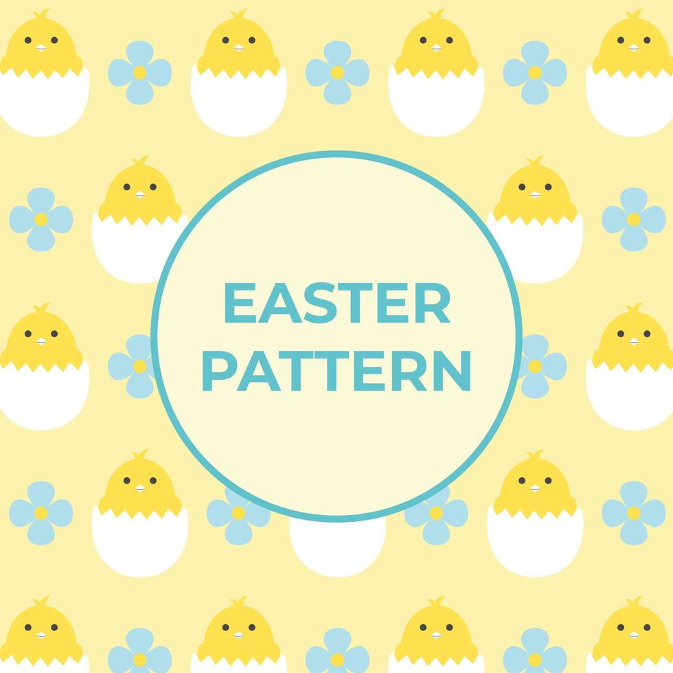 Easter Spring Decorative Pattern With Chickens For Package, Backdrop. Flat Style Vector Illustration