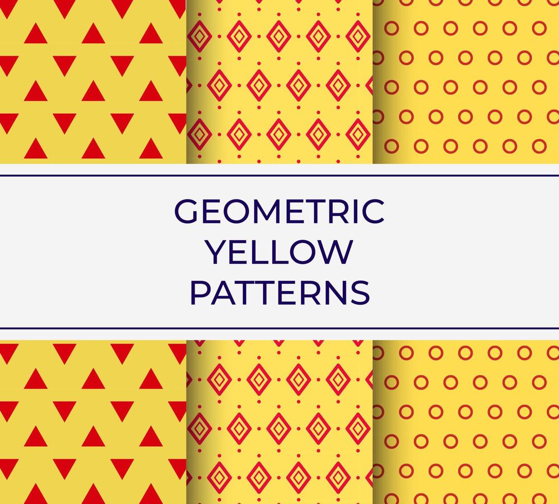 Collection, Set Of Geometric Yellow Patterns For Decoration, Package, Textile. Vector Illustration