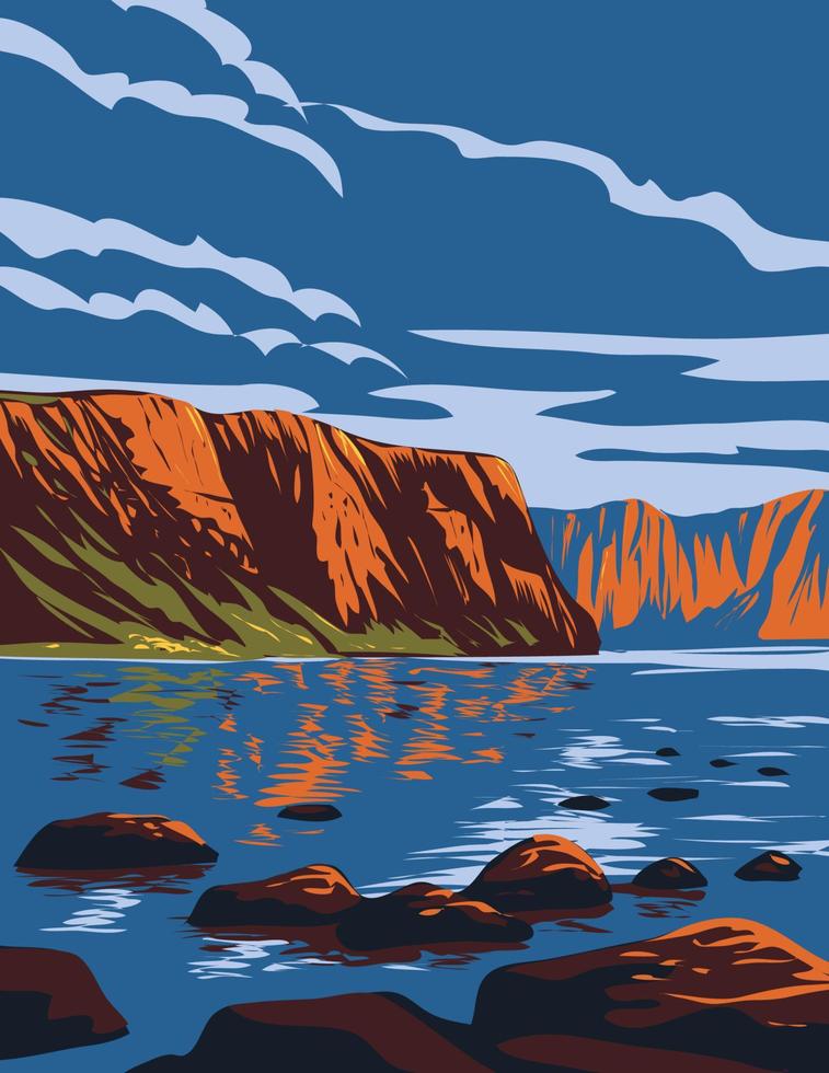 occidental arroyo estanque en gros morne nacional parque Terranova Canadá wpa póster Arte vector