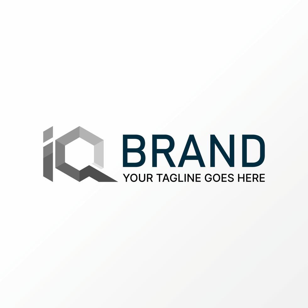 Logo design graphic concept creative premium free vector stock unique letter word IQ sans serif hexagon cutting font. Related to initial monogram tech