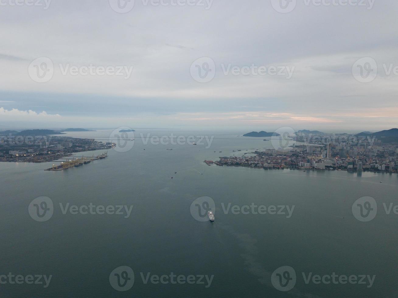 Aerial view cruise move towards Penang photo