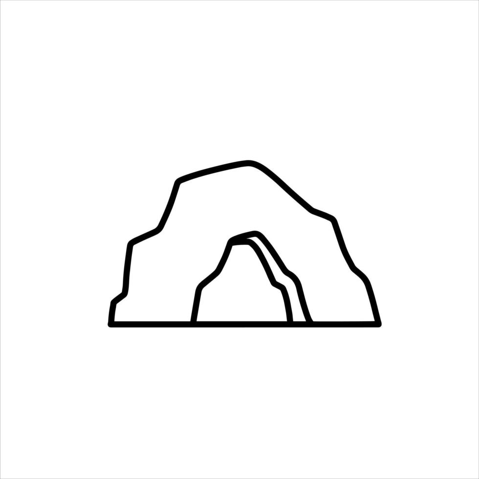 Cave icon. Stone shelter. Entrance to the mountain dungeon. Black silhouette vector