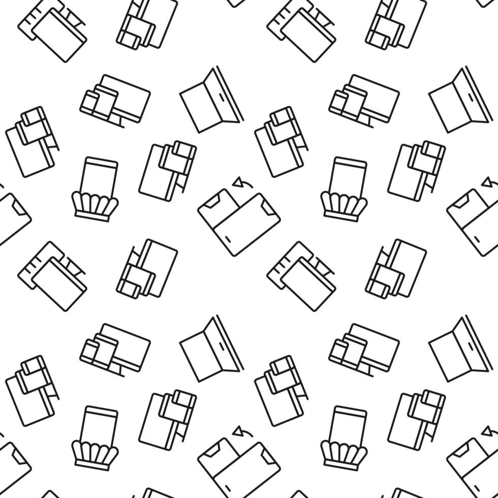 Seamless pattern of smartphone, computer, online shop. Perfect for wallpapers, covers, backgrounds, fabric, textile vector