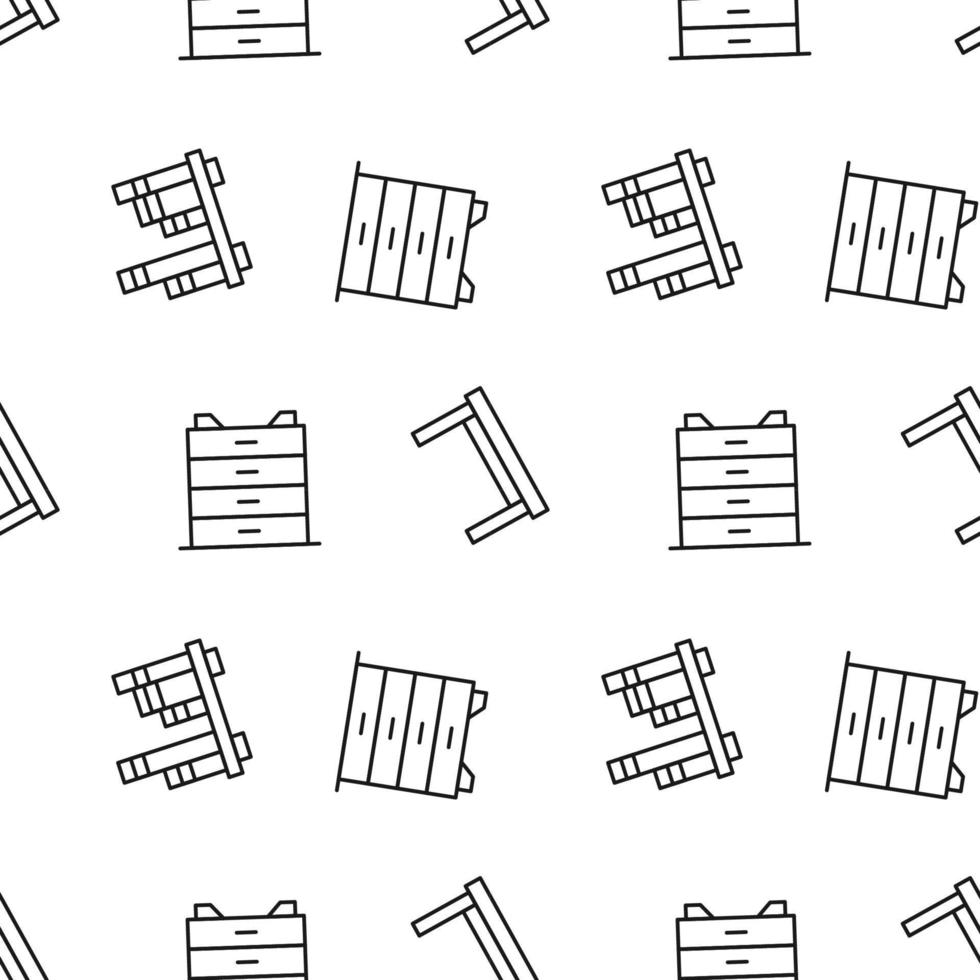 Vector repeating seamless pattern of bookshelf, table, dresser for wallpapers, wrappers, postcards, backgrounds