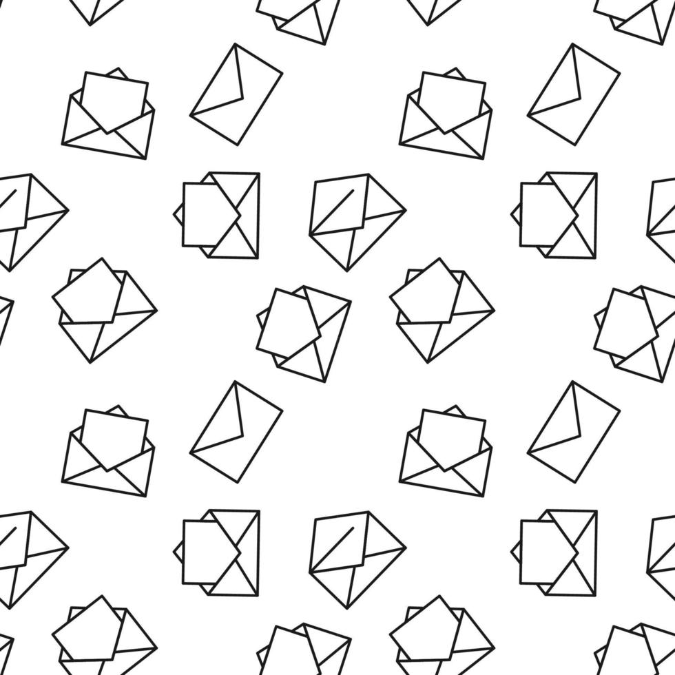 Seamless vector repeating pattern of envelops with letter is made of line icons for polygraphy and websites