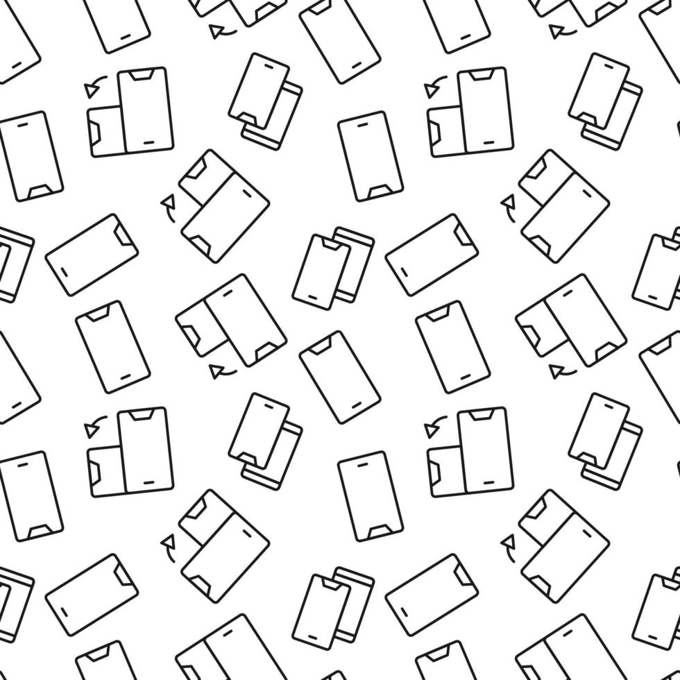 Seamless pattern of smartphone and phone with auto turn. Perfect for wallpapers, covers, backgrounds, fabric, textile vector