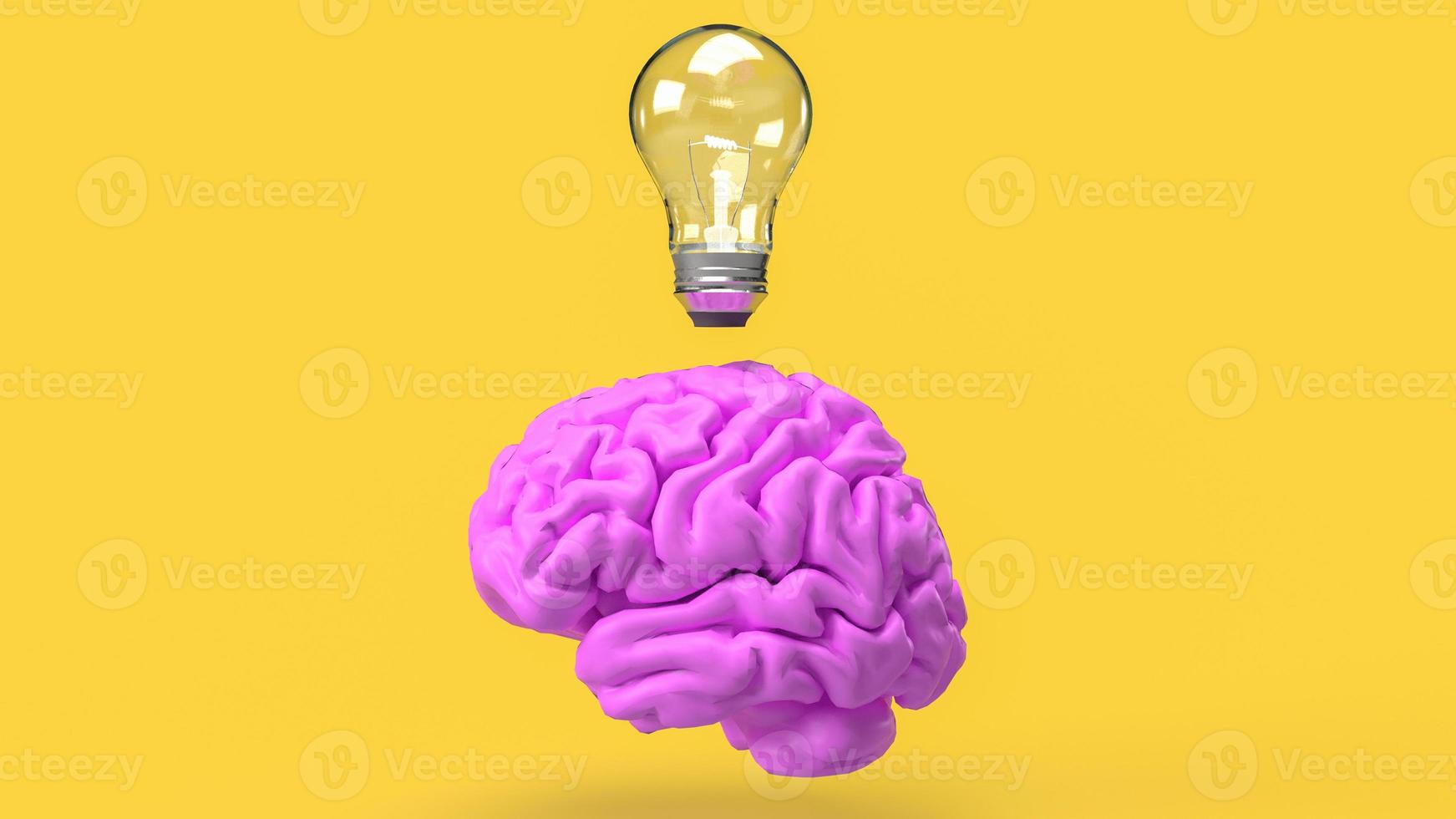 The Brain and light bulb for creative thinking or Brainstorm  concept 3d rendering photo