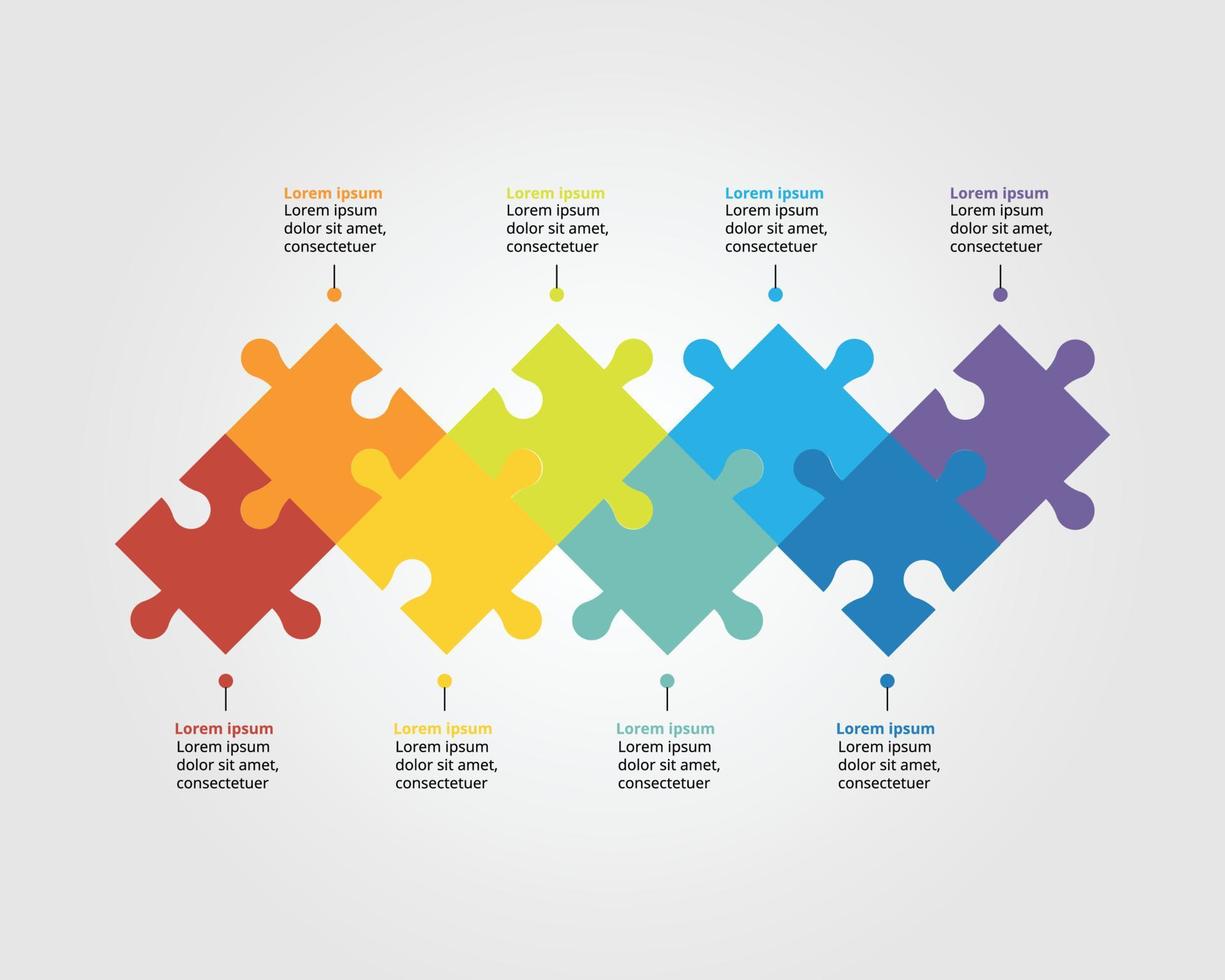 jigsaw timeline template for infographic for presentation for 8 element vector