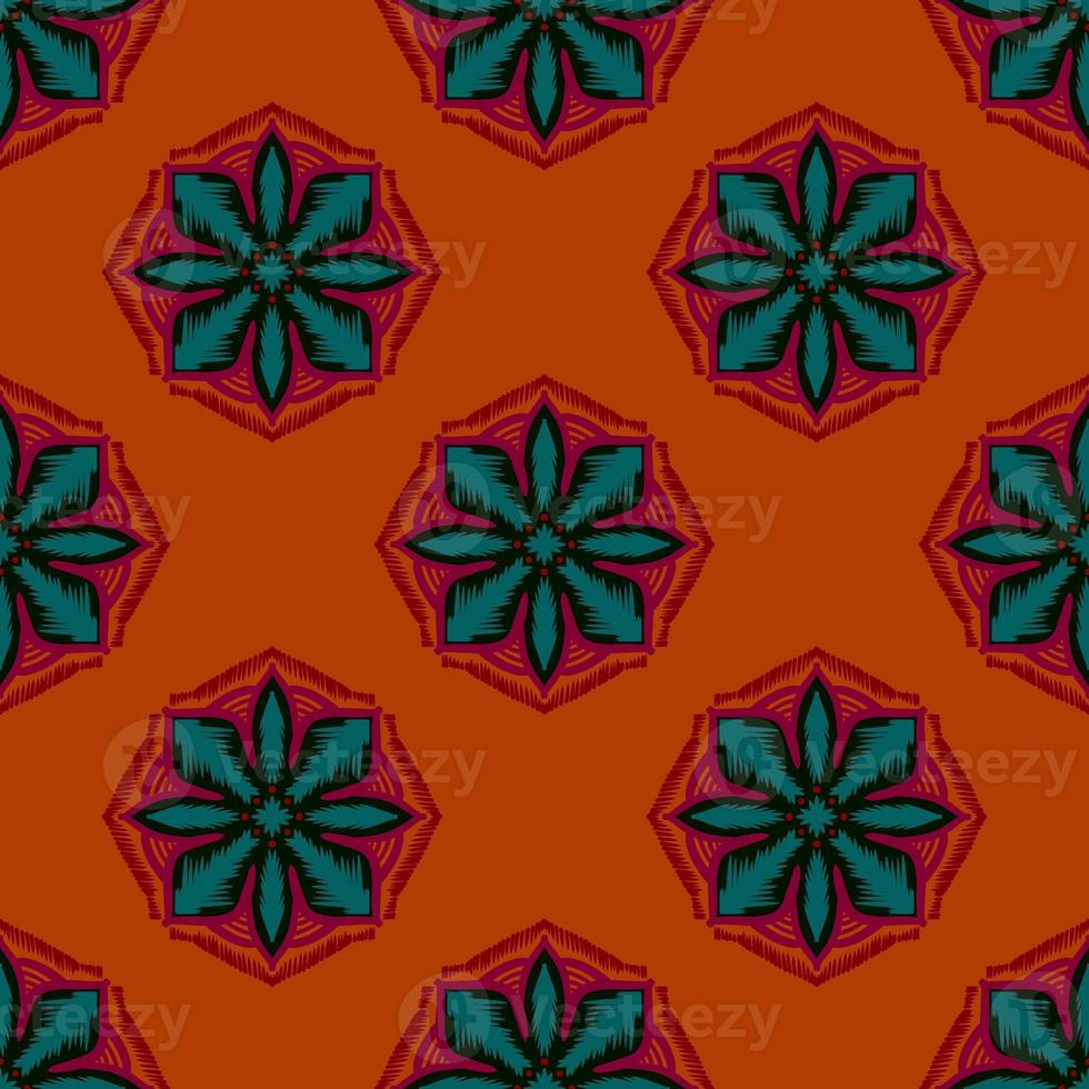 Ikat geometric folklore ornament, Tribal ethnic texture. Seamless striped pattern in Aztec style, Figure tribal embroidery, Scandinavian, Ikat pattern photo