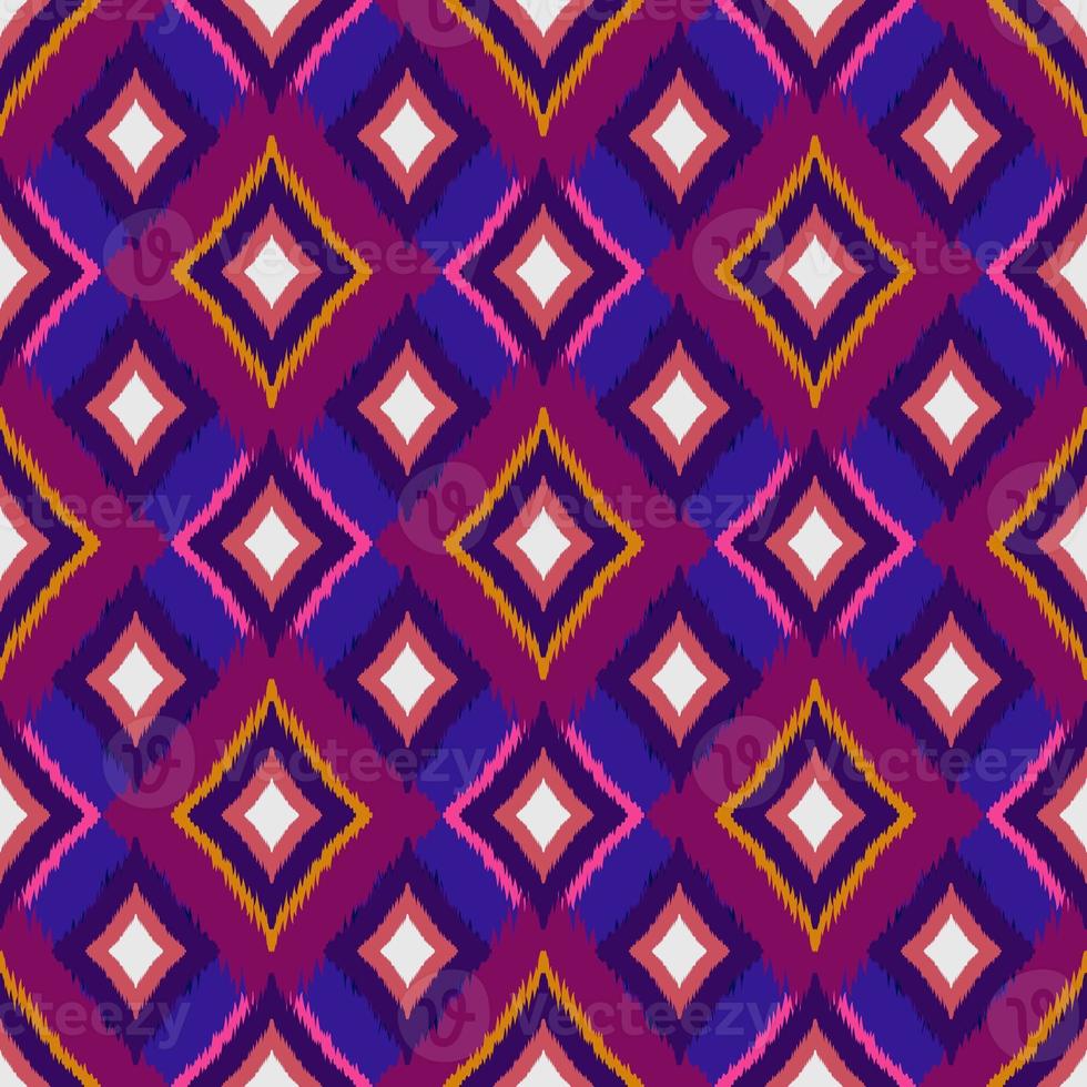 Ikat geometric folklore ornament, Tribal ethnic texture. Seamless striped pattern in Aztec style, Figure tribal embroidery, Scandinavian, Ikat pattern photo