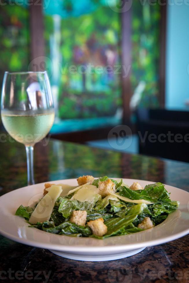 Caesar Salad with Wine Vertical photo