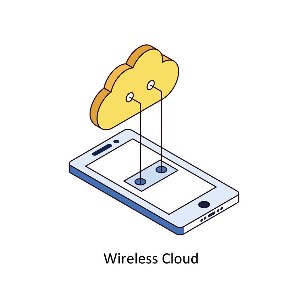 Wireless Cloud Vector Isometric  Icons. Simple stock illustration stock