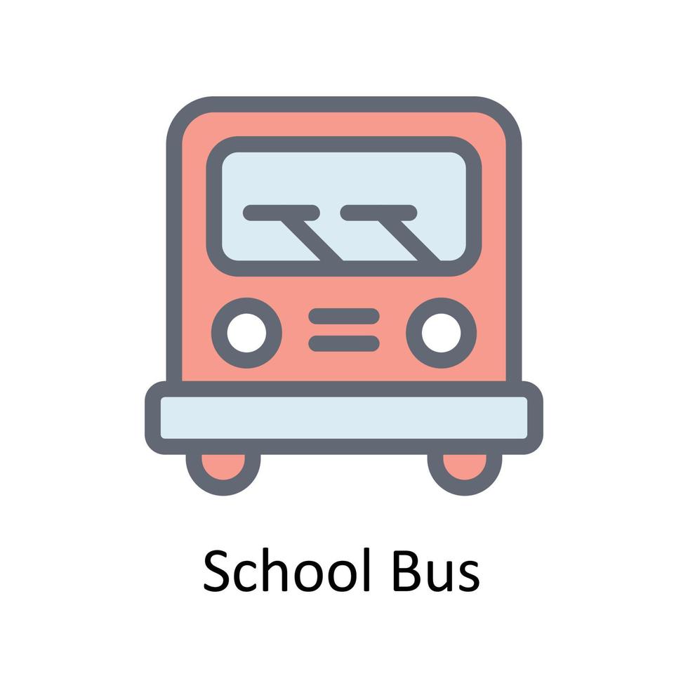 colegio autobús vector llenar contorno iconos sencillo valores ilustración valores