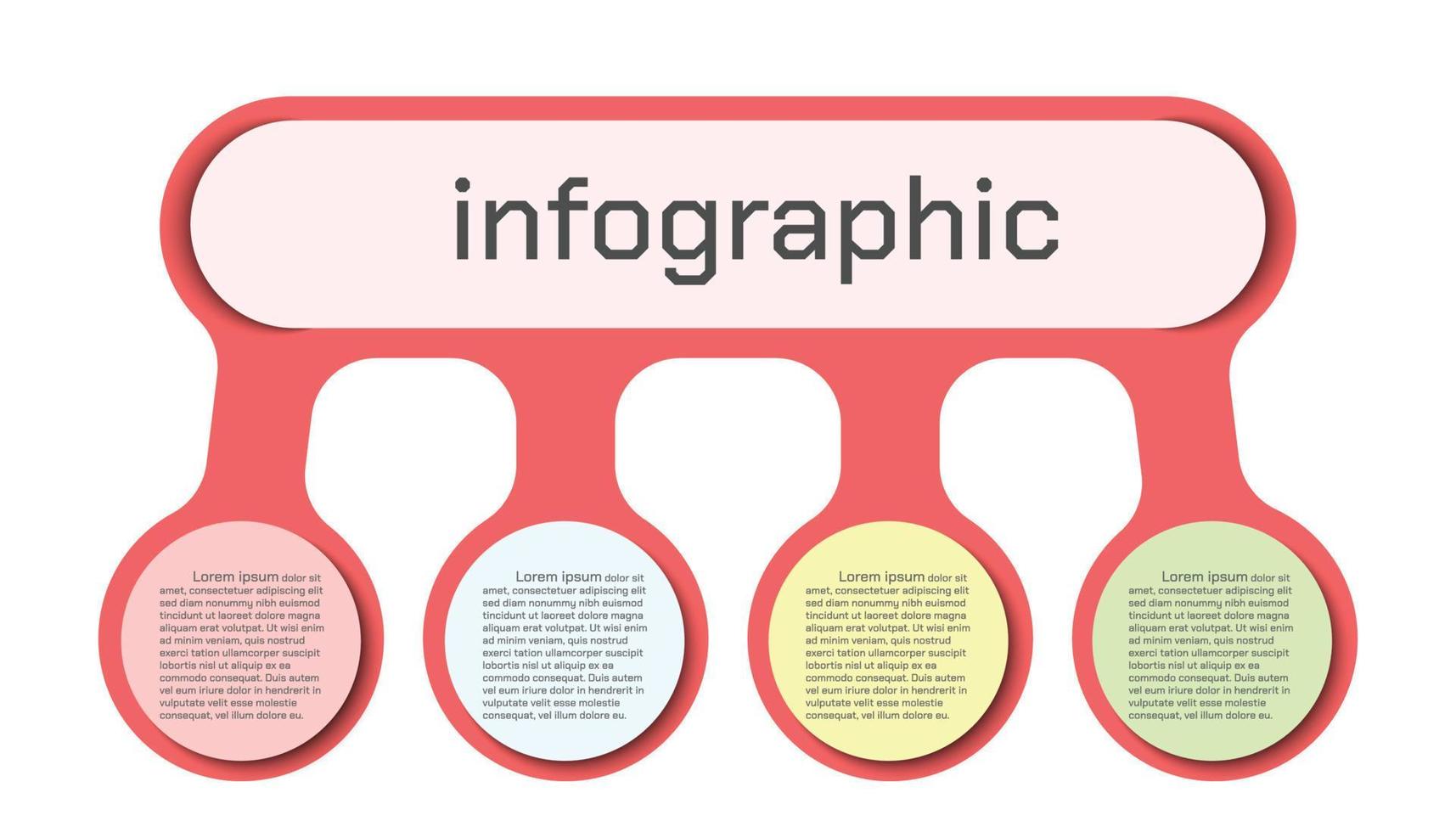 Infographic template for business information presentation. Vector connection of oval and circle. Modern workflow diagrams. Report plan 4 topics