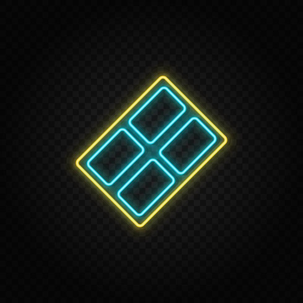 chocolate neon icon. Blue and yellow neon vector icon