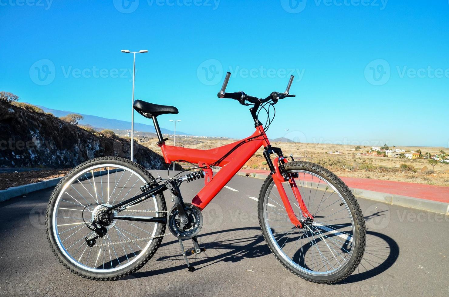 Red mountain bicycle photo