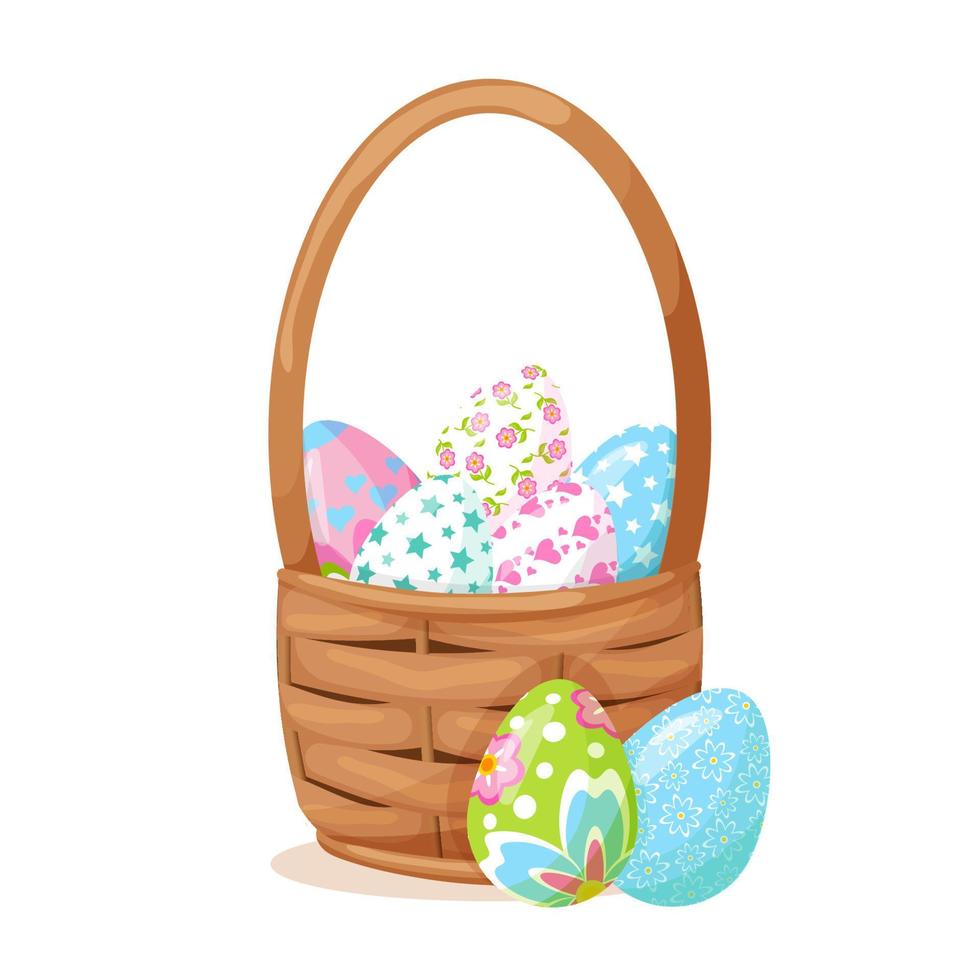 Easter card. Basket with eggs vector