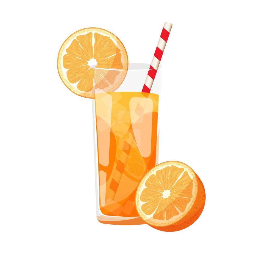Orange juice in a glass. Healthy diet and clean eating concept. Cleansing and detox. Vegan juice. vector