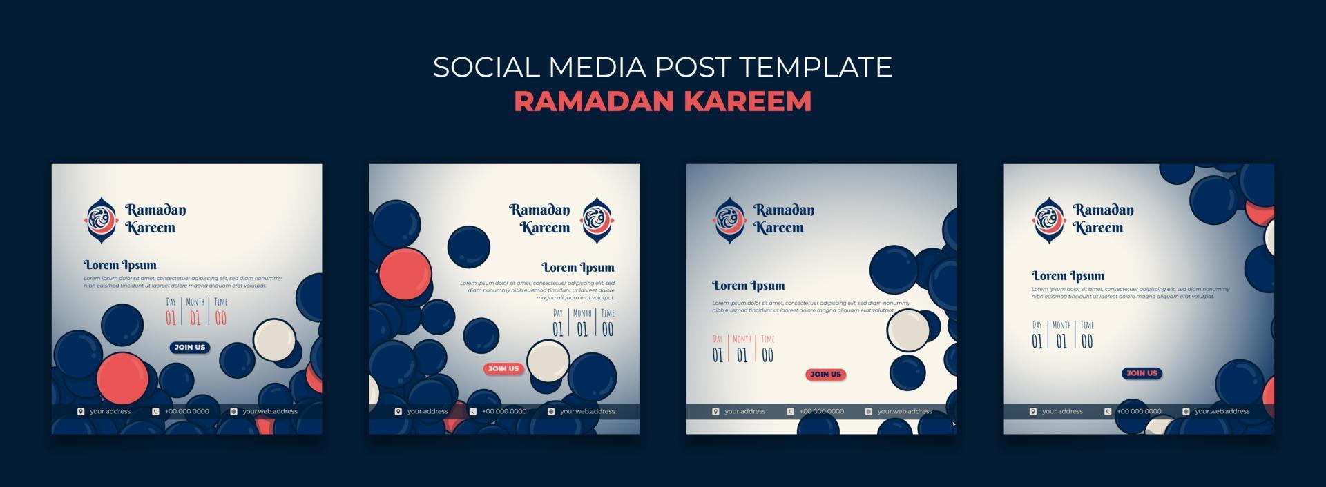 Social media post template with bubble background for ramadan kareem design vector