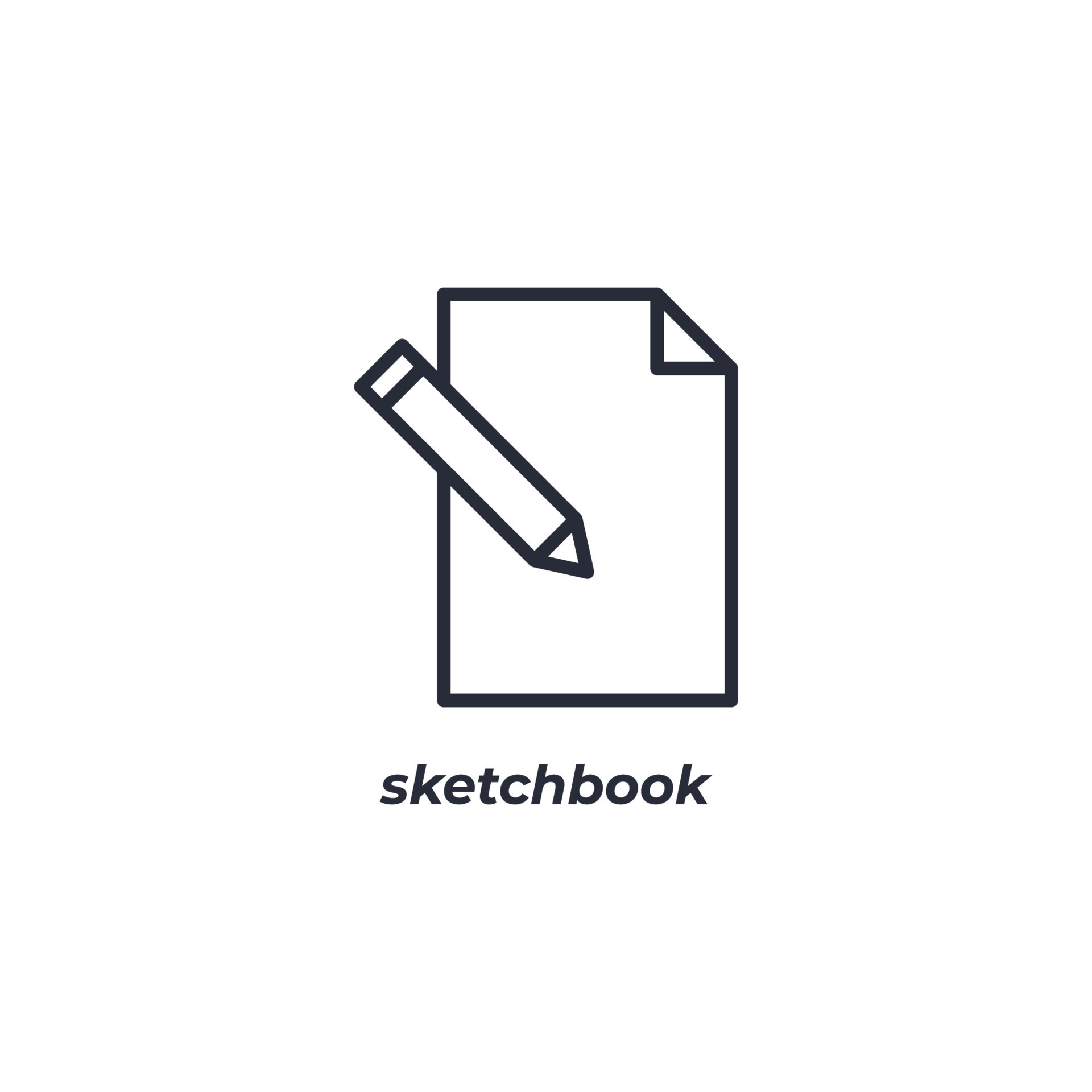 Vector sign sketchbook symbol is isolated on a white background. icon