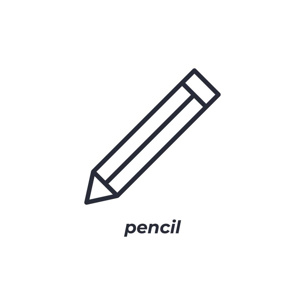 Vector sign pencil symbol is isolated on a white background. icon color editable.