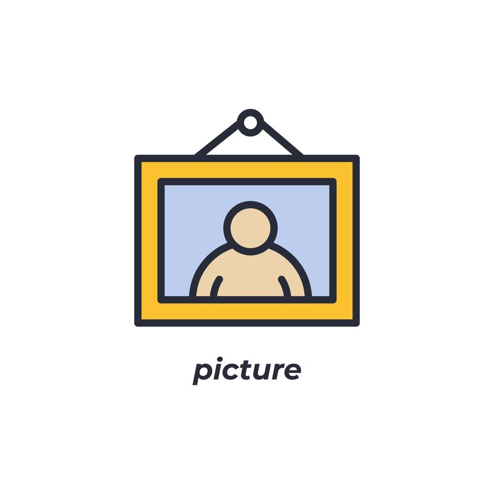 Vector sign picture symbol is isolated on a white background. icon color editable.