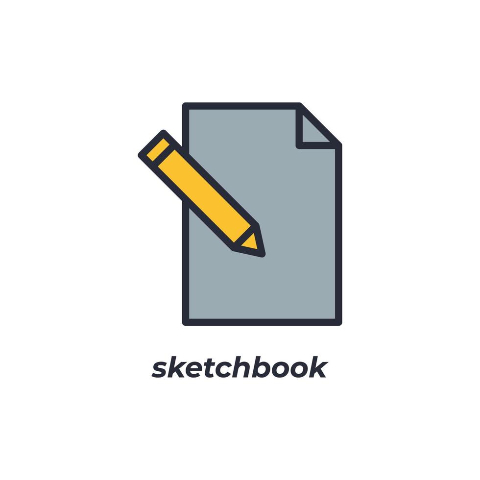 Vector sign sketchbook symbol is isolated on a white background. icon color editable.